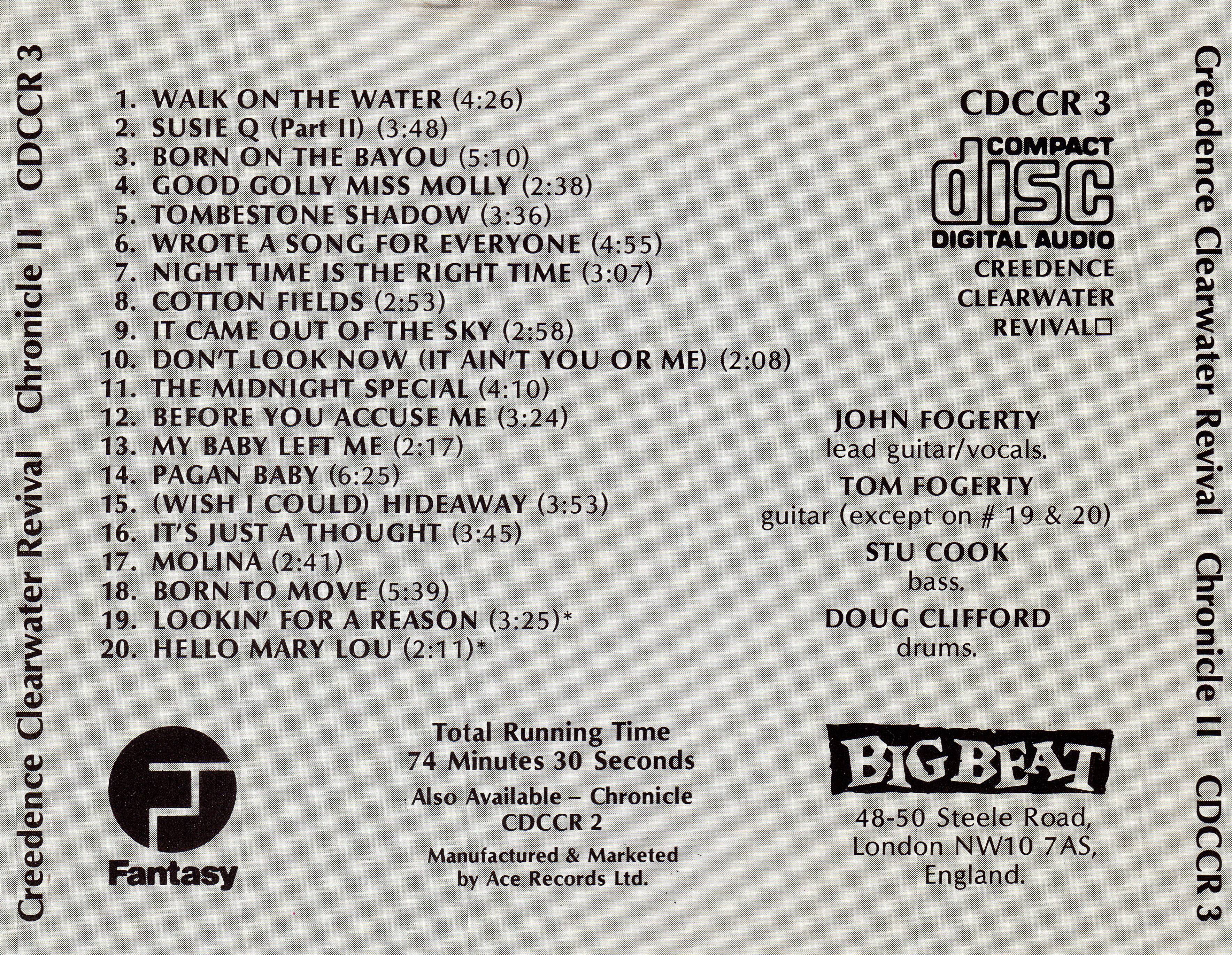 Creedence Clearwater Revival Chronicle Vol 2 : Back UK